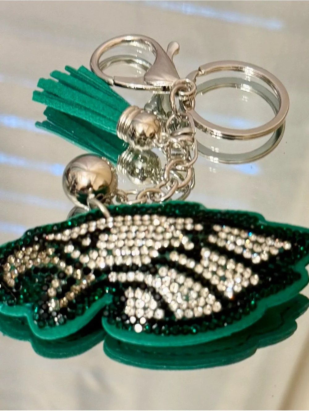 New Green Rhinestone Eagles Keychain Charm